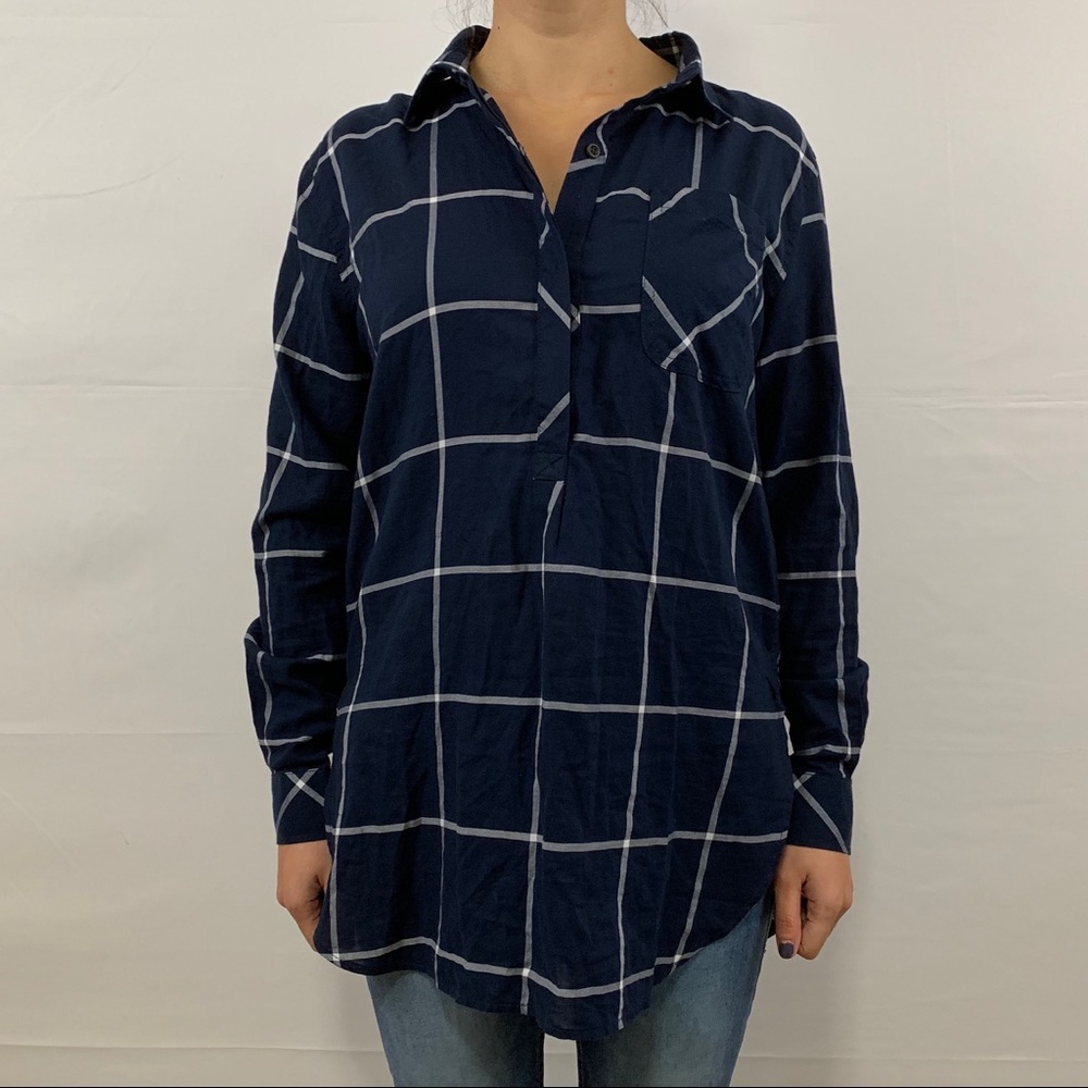 Athleta Flannel Plaid Navy Tunic